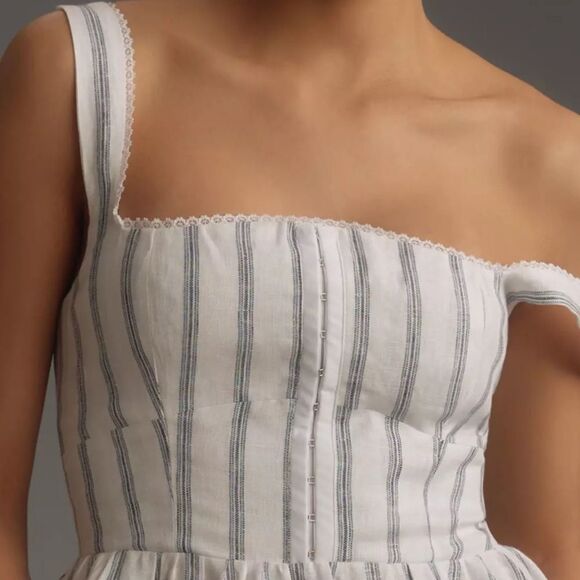 Reformation Tagliatelle Linen Dress in Harbor Stripe - Picture 2 of 4